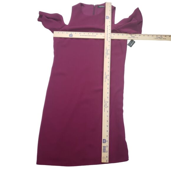 LRL Ralph Lauren Shift Dress 2 Women Cold Shoulder Red Cranberry NEW NWT Office - Picture 3 of 12